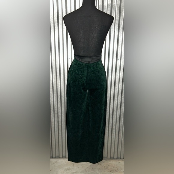 Women’s Vintage Escada Green Polka Dot Velour Cotton Nylon Silk Pants Size 36 - Picture 2 of 3
